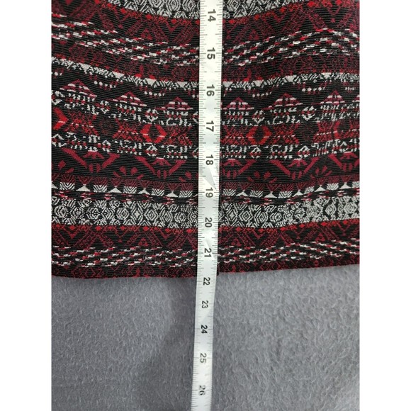 j jill Women Skirt Sz L Red Black Geometric Print Lined Pencil Textured NWT - Picture 4 of 11
